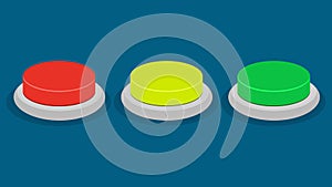 Red button. yellow button and green button. start and stop button vector