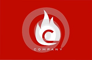 Red C fire flames alphabet letter logo design. Creative icon template for business and company