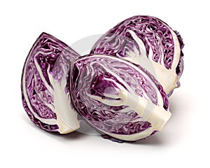 Red cabbage one cut in half and slice