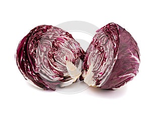 Red cabbage one slice isolated on white background. Clipping Path