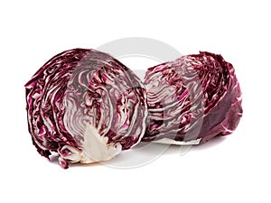 Red cabbage one slice isolated on white background. Clipping Path