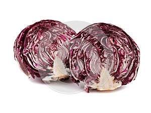 Red cabbage one slice isolated on white background. Clipping Path