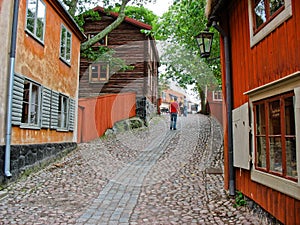 Red cabin in Skansen park (Stockholm, Sweden) photo