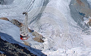 Red cabines of cable-way