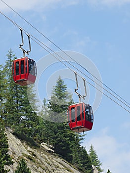 Red cable car lift