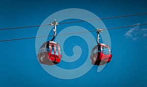 Red cable cars