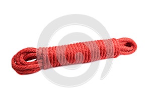 Red cable rope on white background