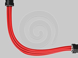 Red cables with black plugs - 3D Illustration