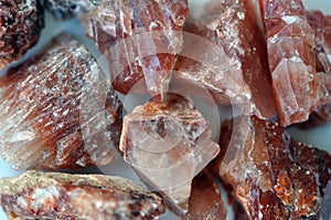 Red Calcite Rough Crystal Stones Close up