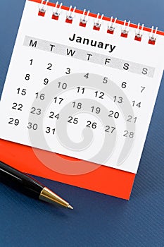 Red Calendar January