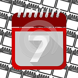 Red Calendar - Vector Icon number 7