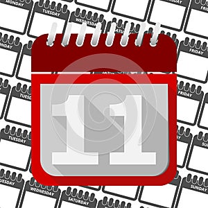 Red Calendar - Vector Icon number 11