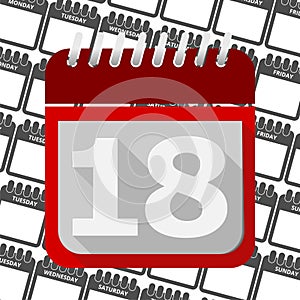 Red Calendar - Vector Icon number 18