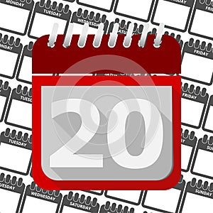 Red Calendar - Vector Icon number 20