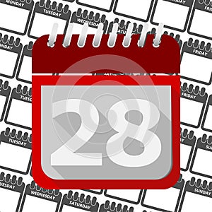 Red Calendar - Vector Icon number 28