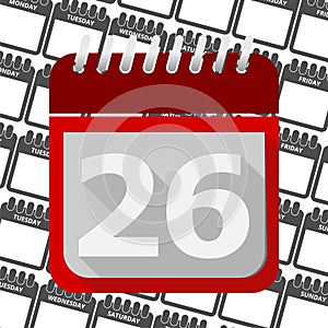 Red Calendar - Vector Icon number 26 photo