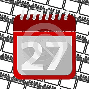 Red Calendar - Vector Icon number 27