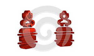 Red Camping gas stove icon isolated on transparent background. Portable gas burner. Hiking, camping equipment.