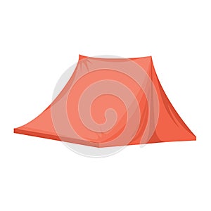 Red camping tent vector flat illustration isolated on white background. Summer or spring nature tourism.