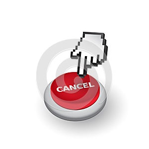 Red Cancel push button sign emblem