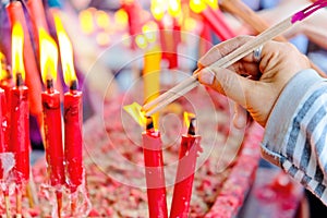 Red Candle at chinese temple