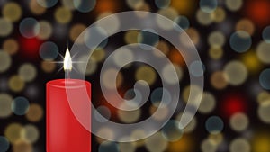 Red Candle and Colorful Lights Bokeh for Abstract Background