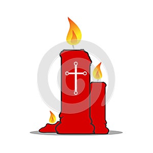 Red candle with a cross sign vector illustration