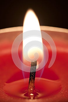 Red candle flame closeup