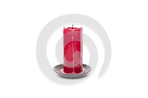 Red candle with wax
