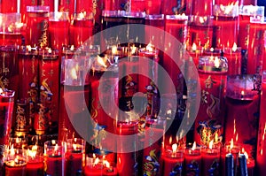 Red Candles in the Chinese Temple, Indonesia