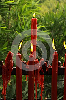 Red candles at Giant Wild Goose Pagoda - Xian