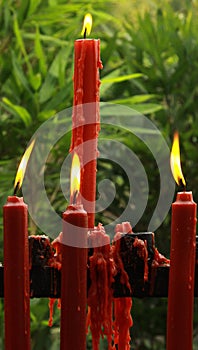 Red candles at Giant Wild Goose Pagoda - Xian