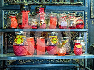 Red candles in a Taoist temple in Taiwan