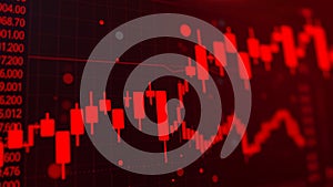 Red candlestick chart on a black background