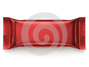 Red candy bar wrapper isolated on white background