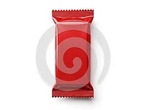 Red candy bar wrapper isolated on white background