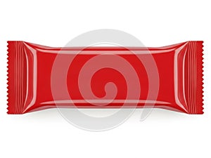 Red candy bar wrapper isolated on white background