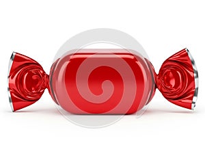 Red candy wrapper isolated on white background