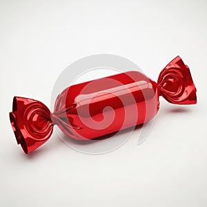 Red candy wrapper isolated on white background