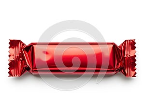Red candy wrapper isolated on white background