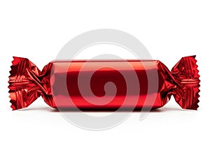 Red candy wrapper isolated on white background