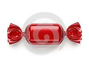 Red candy wrapper isolated on white background