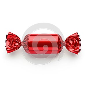Red candy wrapper isolated on white background