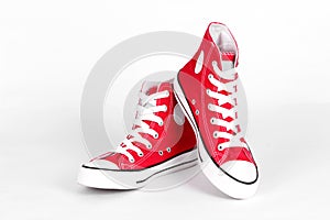 Red canvas shoes