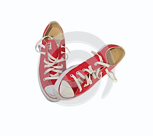 Red canvas shoes with white background