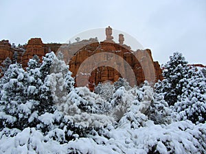 Red Canyon covered in snow, Utah