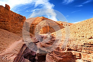 The Red Canyon geological attraction in the Eilat Mountains, Israel