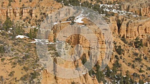 Red Canyon Hoodoos on Winter Day. Dixie National Forest. Utah, USA. Aerial View