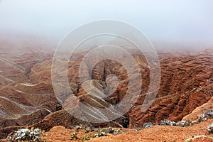 Red Canyon of Lake Pingshan, Zhangye, China