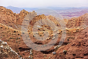 Red Canyon of Lake Pingshan, Zhangye, China